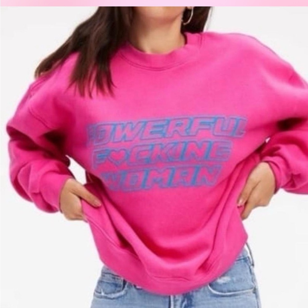 Good American x The B Project “Powerful Woman” Hot Pink Crewneck statement
